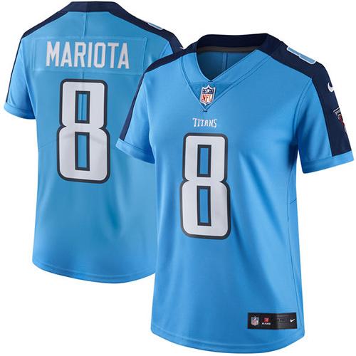 2019 Women Tennessee Titans #8 Mariota light blue Nike Vapor Untouchable Limited NFL Jersey